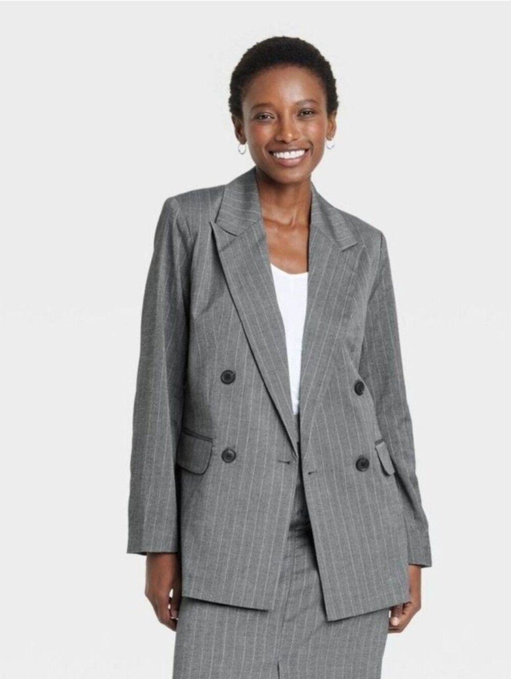 ✨️💕new Women's Double Breasted Blazer- A New Day Gray Gray Stripe
